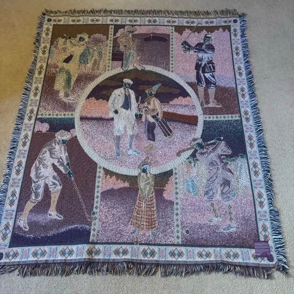 Golf Old School Woven Blanket Throw Tapestry - Picture 2 of 4